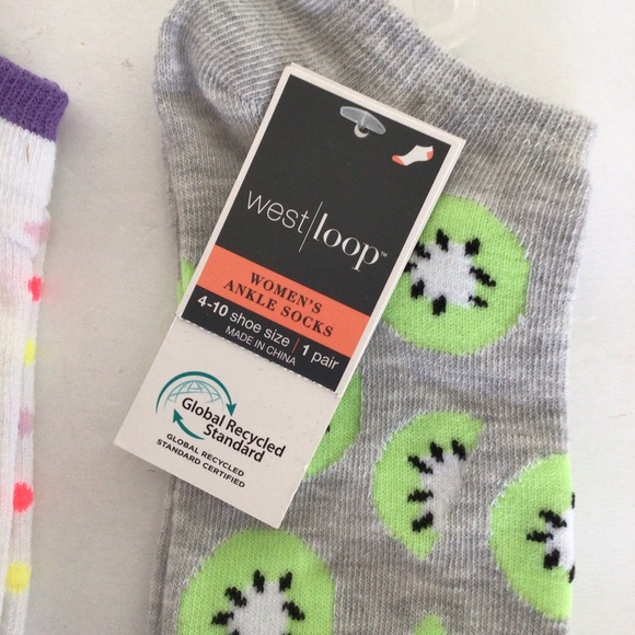 WEST LOOP KIWI AND POLKA DOT ANKLE SOCKS. NWT SET OF TWO PAIRS - Picture 3 of 5